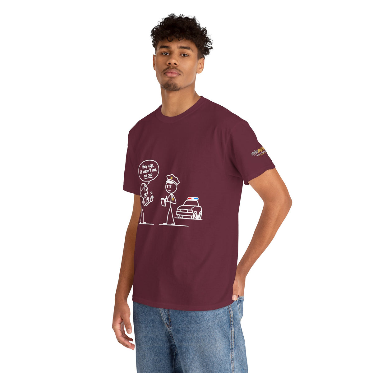 Cartoon Minimalist "No Cap" Gen Z Slang Tee