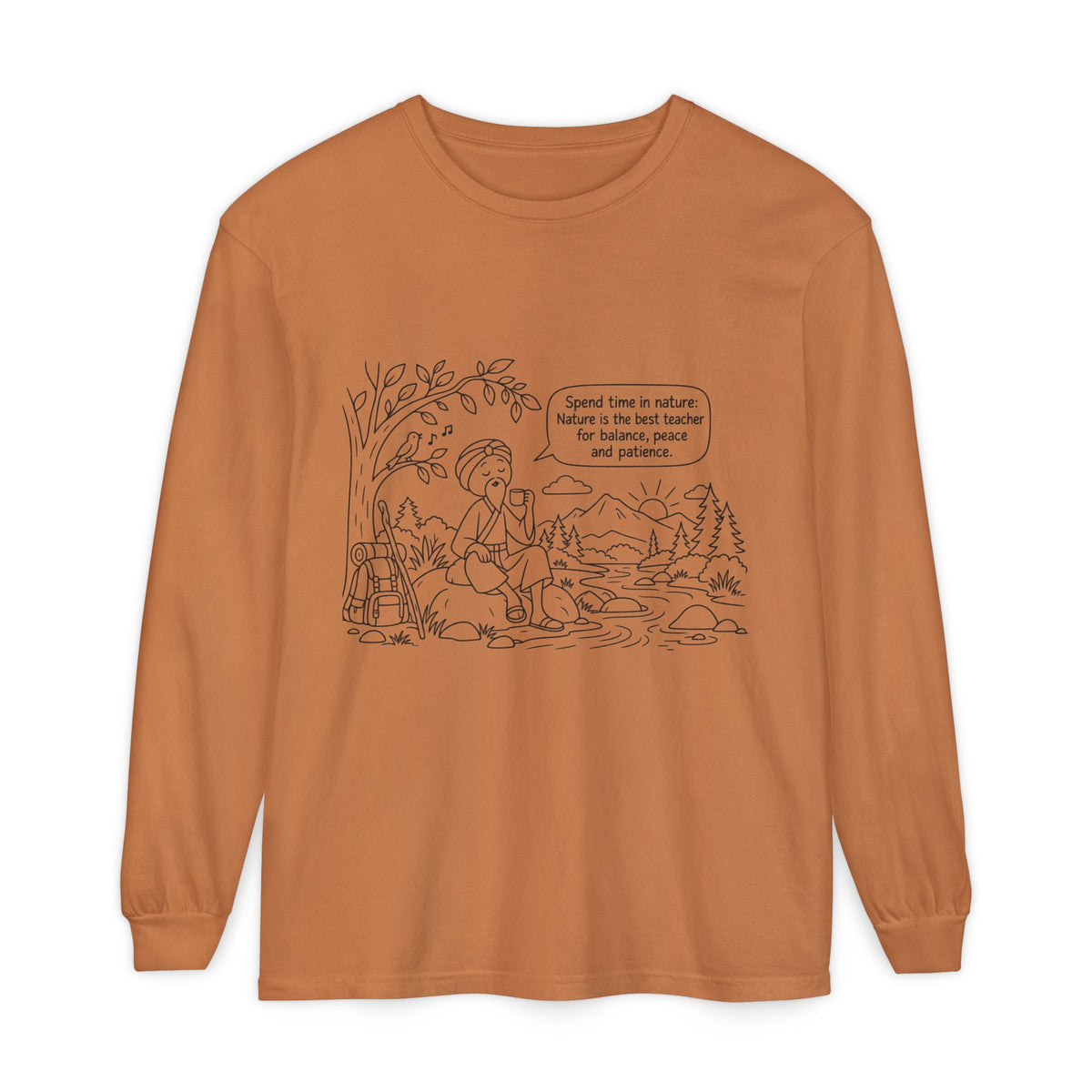Long Sleeve T‑Shirt — "Spend time in nature" Hiking Graphic Tee