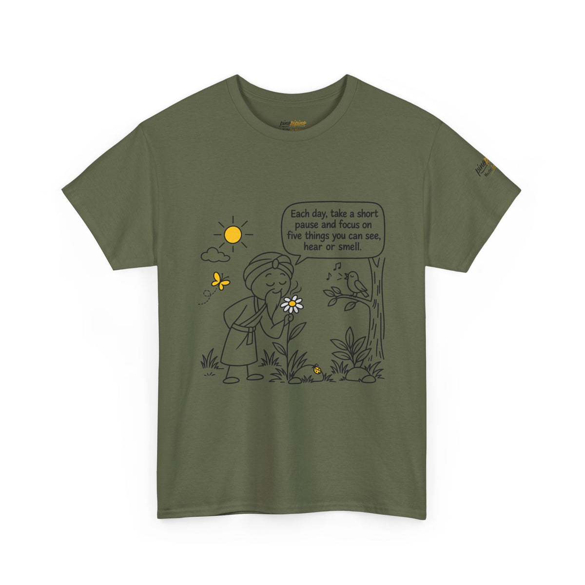 "Focus on five things you can see, hear or smell" - Master Lee's Wisdom, Unisex Heavy Cotton Tee
