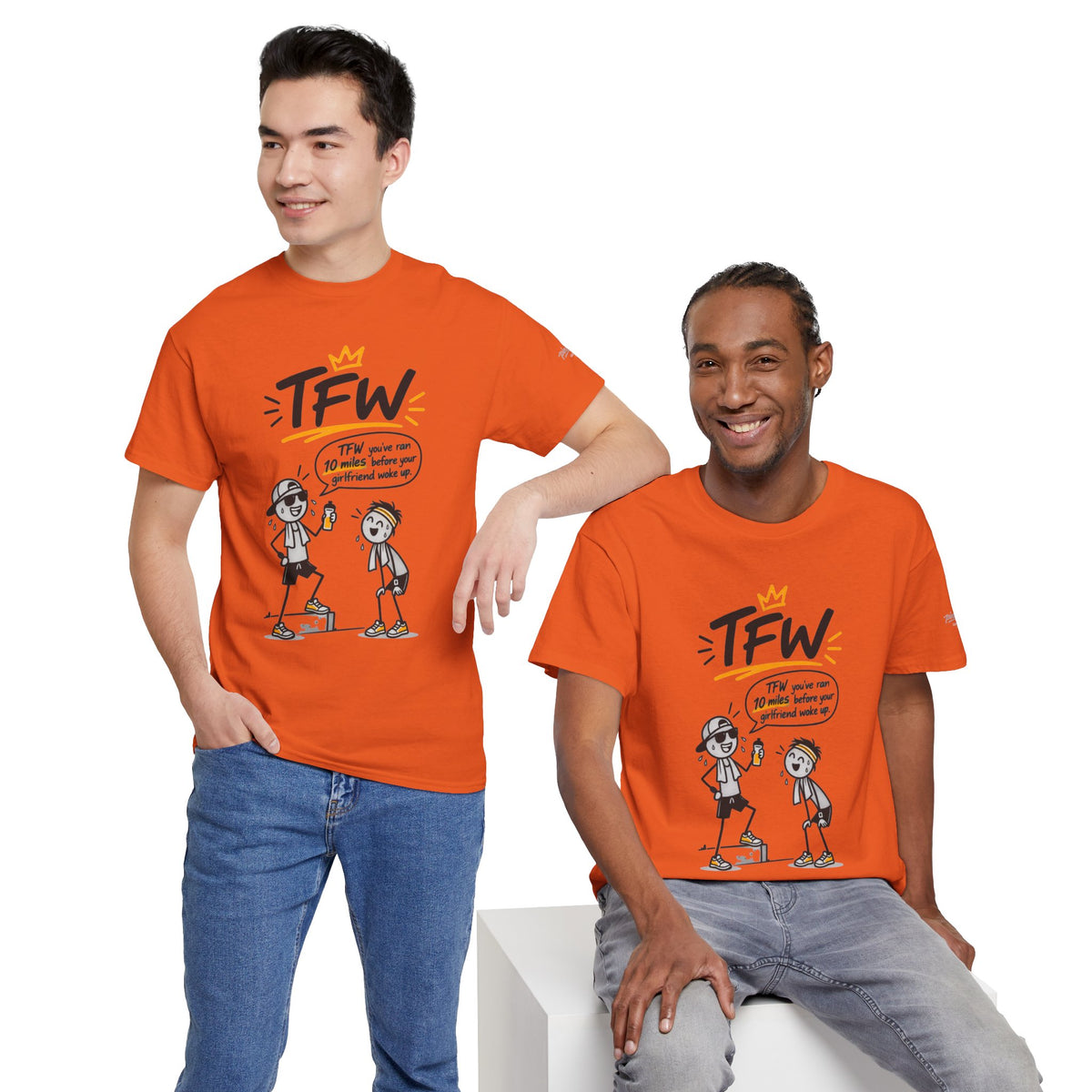 "TFW" Funny Cartoon Tee — "TFW you've ran 10 miles before your girlfriend woke up"