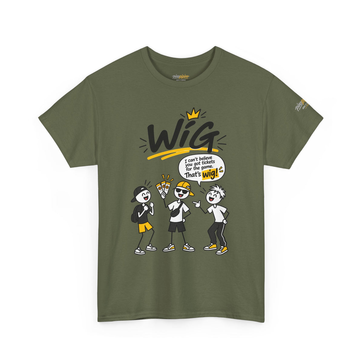"Wig" Gen Z Slang Graphic Tee — Funny Cartoon Crew Shirt
