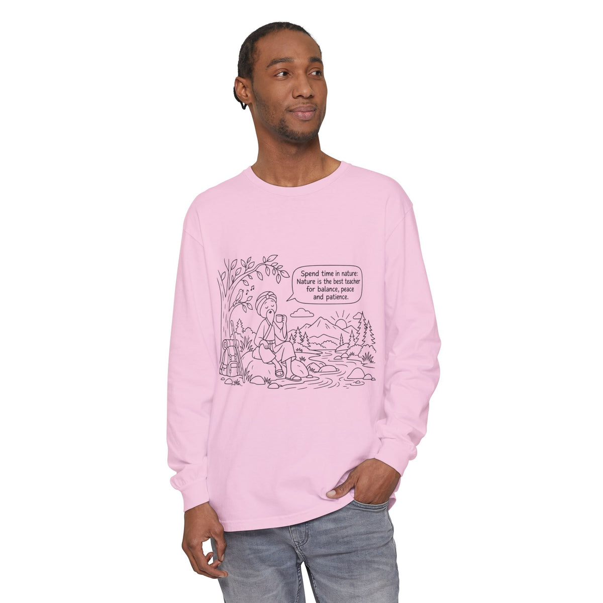 Long Sleeve T‑Shirt — "Spend time in nature" Hiking Graphic Tee