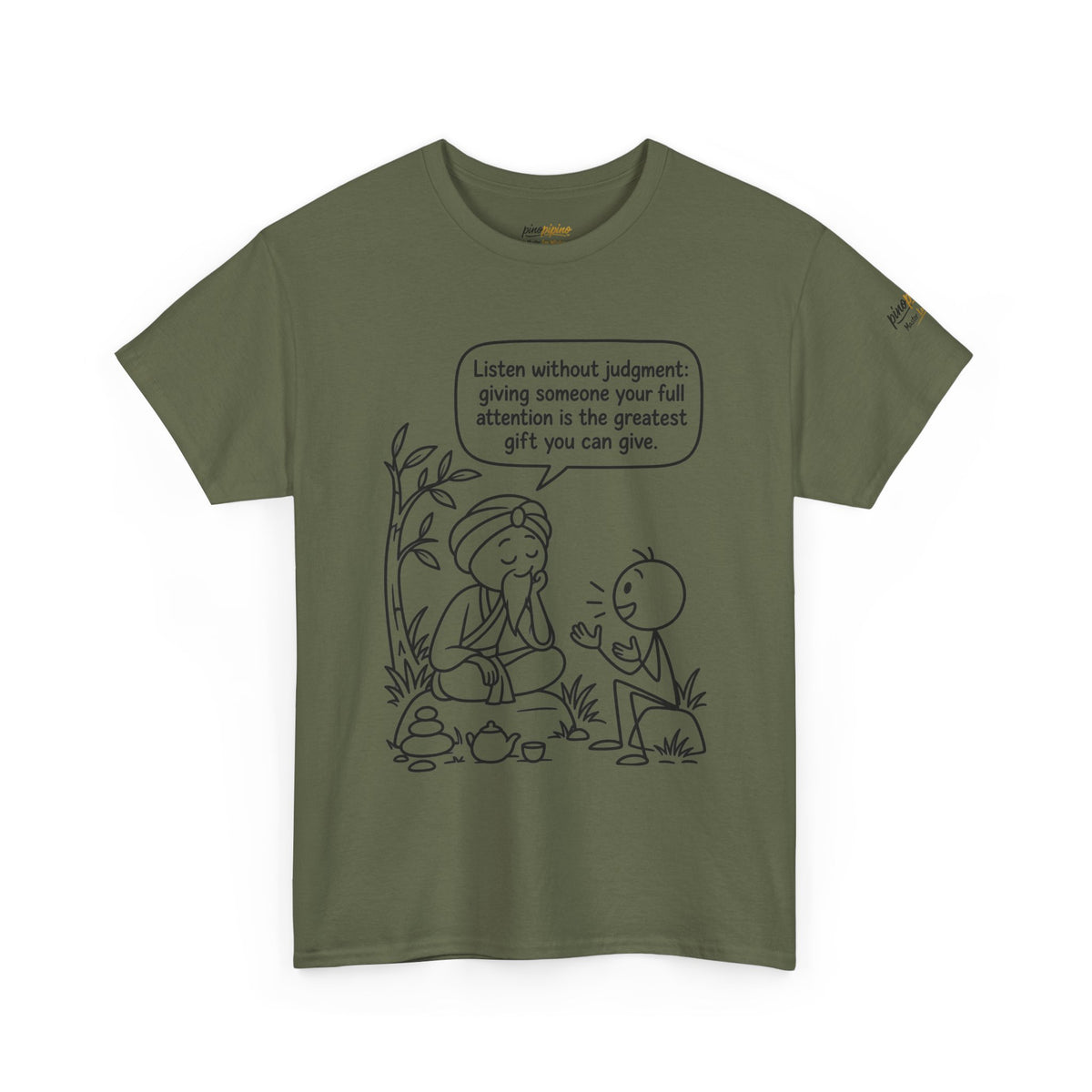 Mindful Listening Tee — "Listen without judgment" Meditation Quote T-Shirt