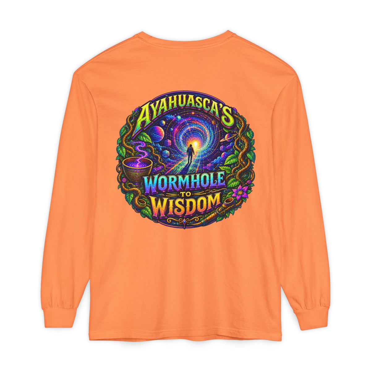 "Ayahuasca’s Wormhole to Wisdom" Psychedelic Long Sleeve Tee