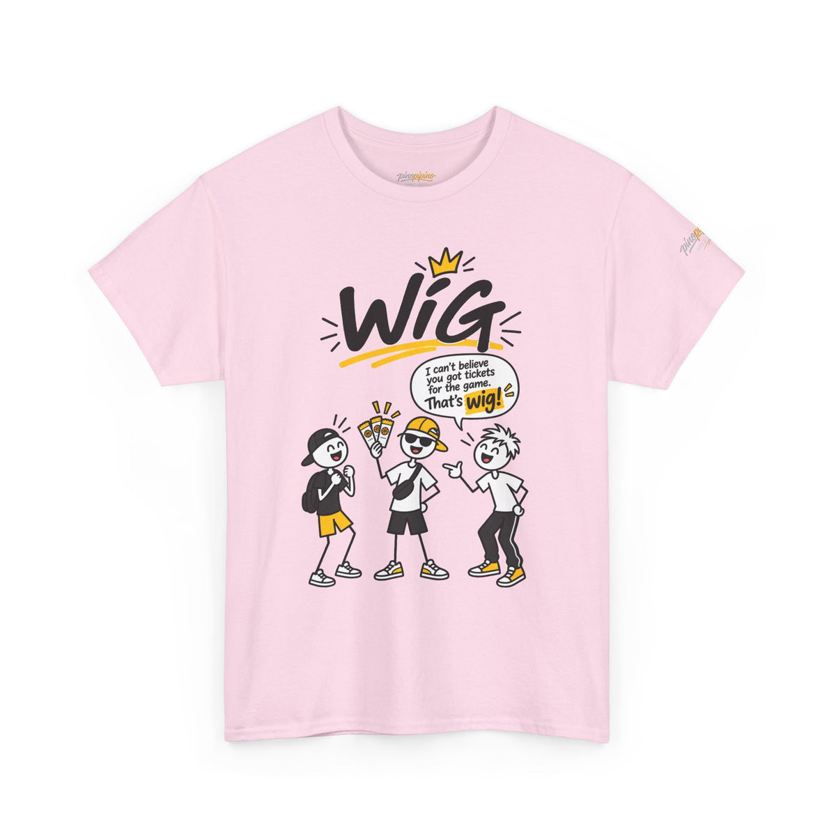 "Wig" Gen Z Slang Graphic Tee — Funny Cartoon Crew Shirt