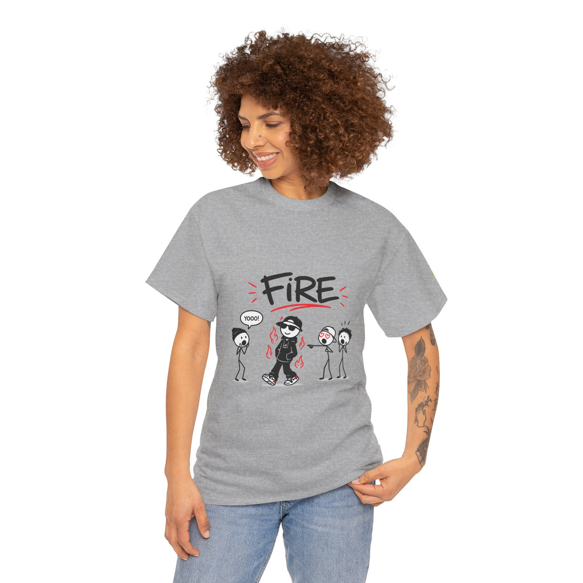 "Fire" Gen Z Slang Stick Figure Tee