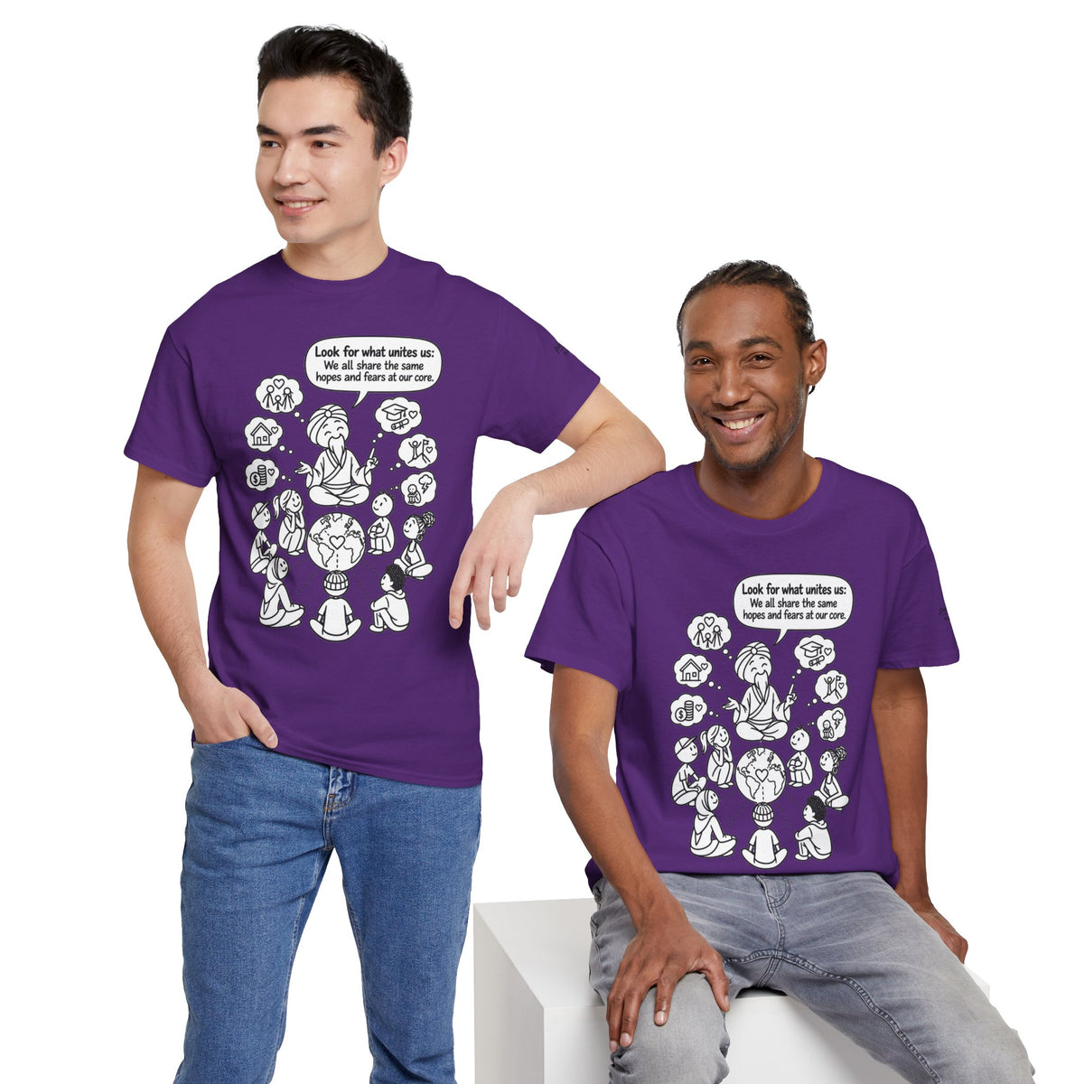 "Look for what unites us" Community Peace Crewneck Tee