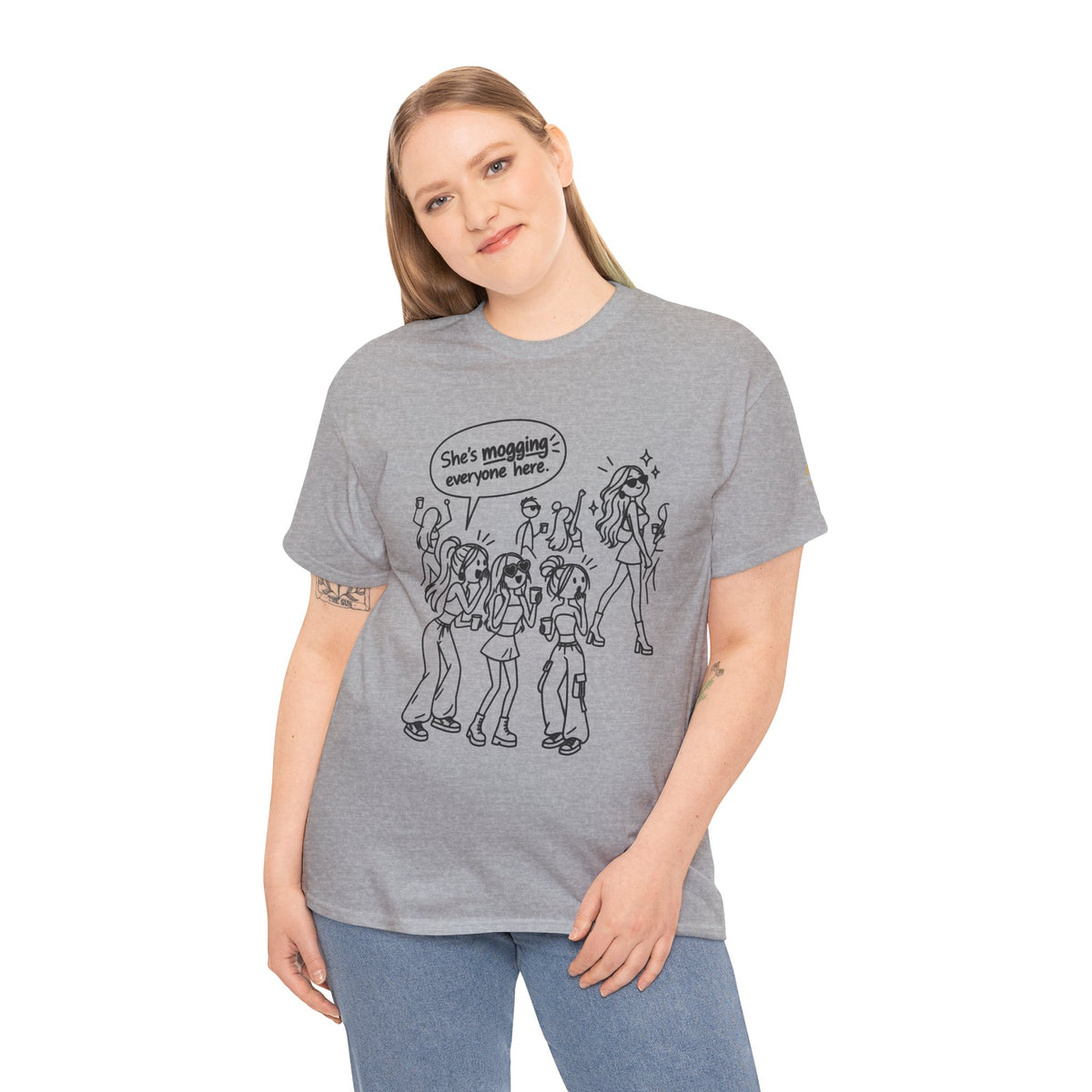 "She's mogging everyone here" Cartoon Tee