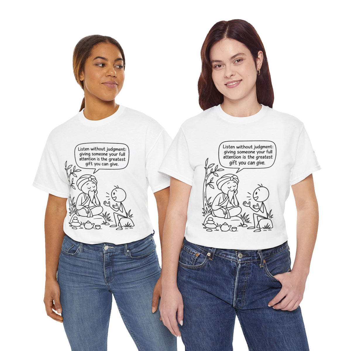 Mindful Listening Tee — "Listen without judgment" Meditation Quote T-Shirt