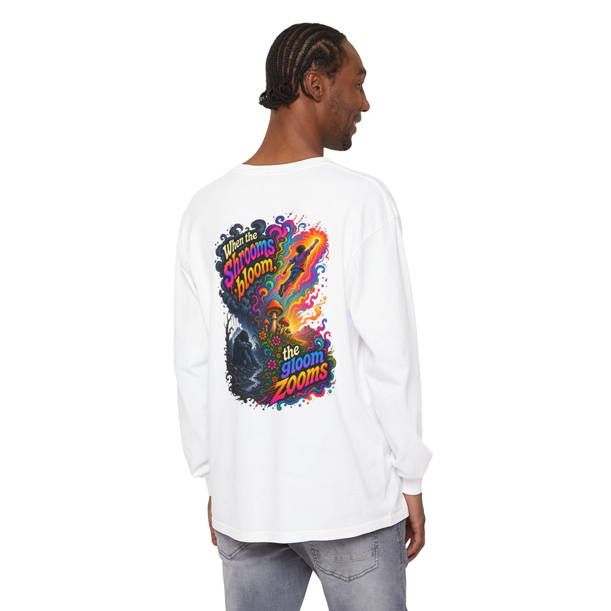 "When the Shrooms Bloom, The Goom Zooms" Psychedelic Design Long Sleeve T-Shirt