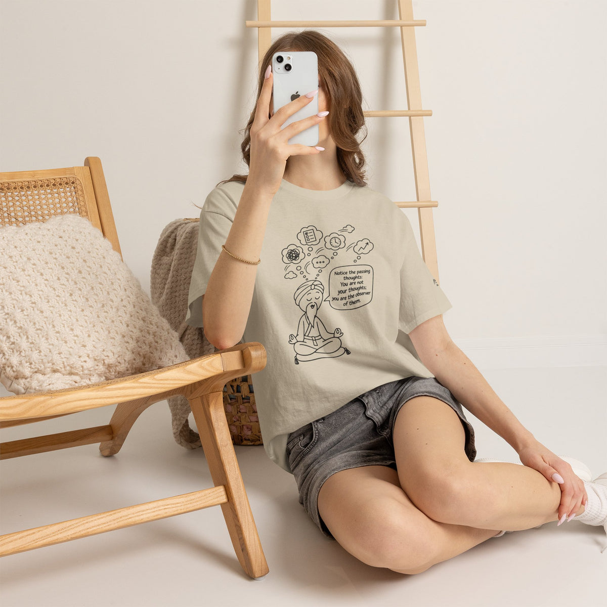 Meditation Guru Tee - "Notice the passing thoughts" Mindfulness T-Shirt