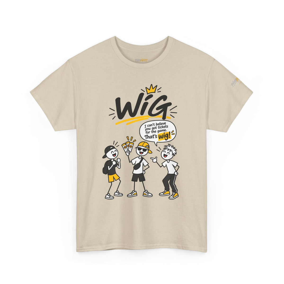 "Wig" Gen Z Slang Graphic Tee — Funny Cartoon Crew Shirt