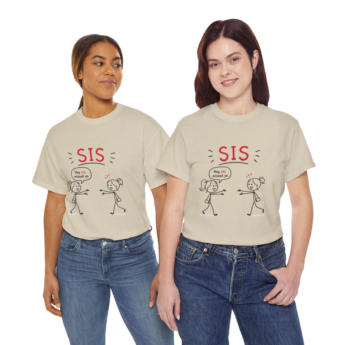 "Hey Sis, Missed Ya" Sister Cartoon Tee —  Funny Matching Shirt