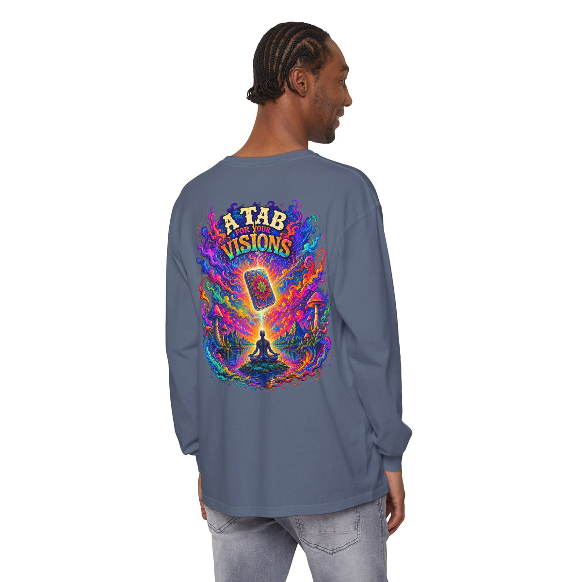 "A Tab for Your Visions" Long Sleeve Psychedelic T‑Shirt