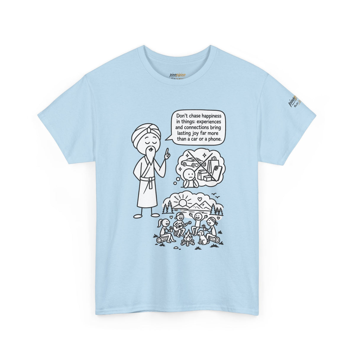 Mindful Graphic Tee – "Don't Chase Happiness in things" Illustration Shirt
