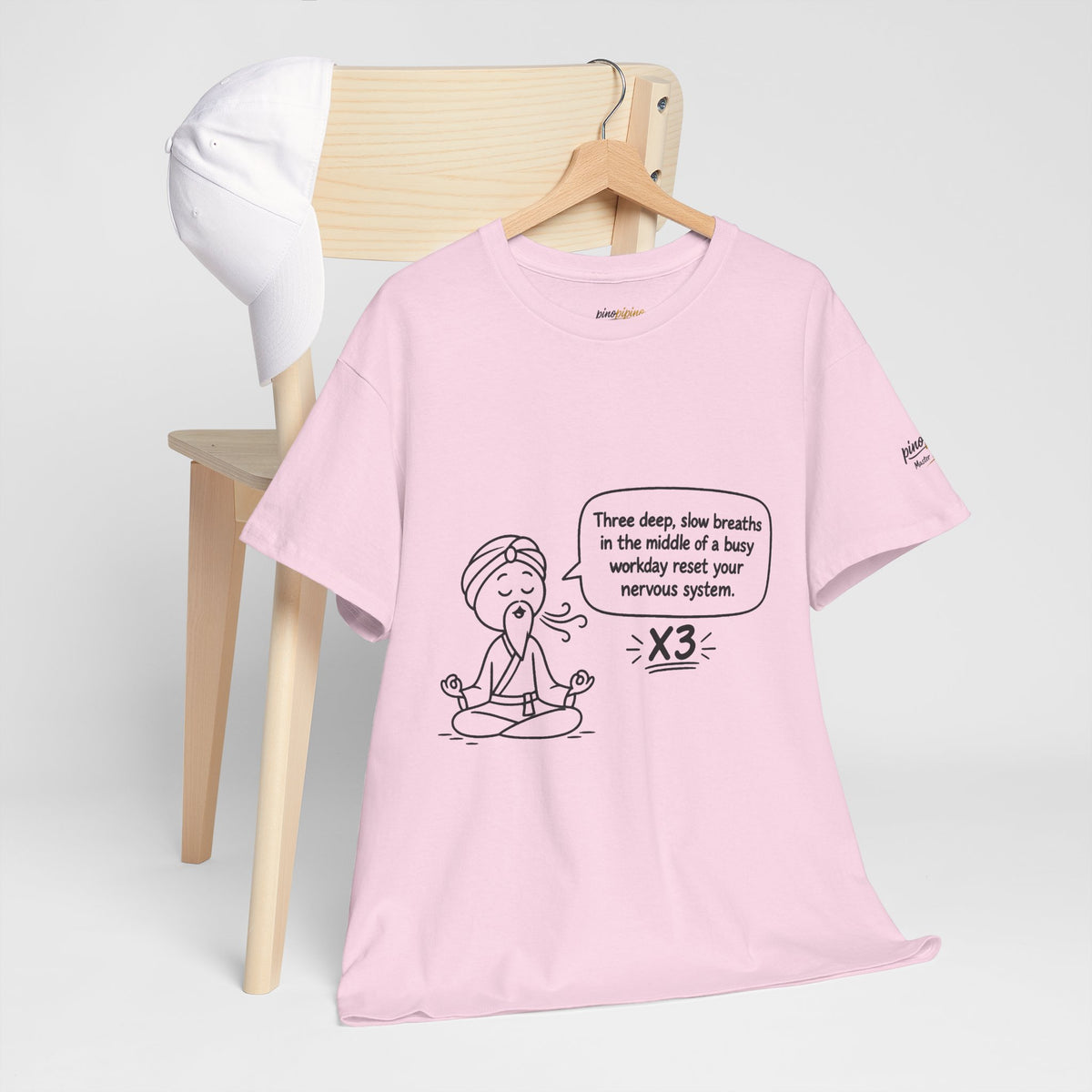 Meditation Reminder Tee — "Three deep, slow breaths" Relaxation T-Shirt