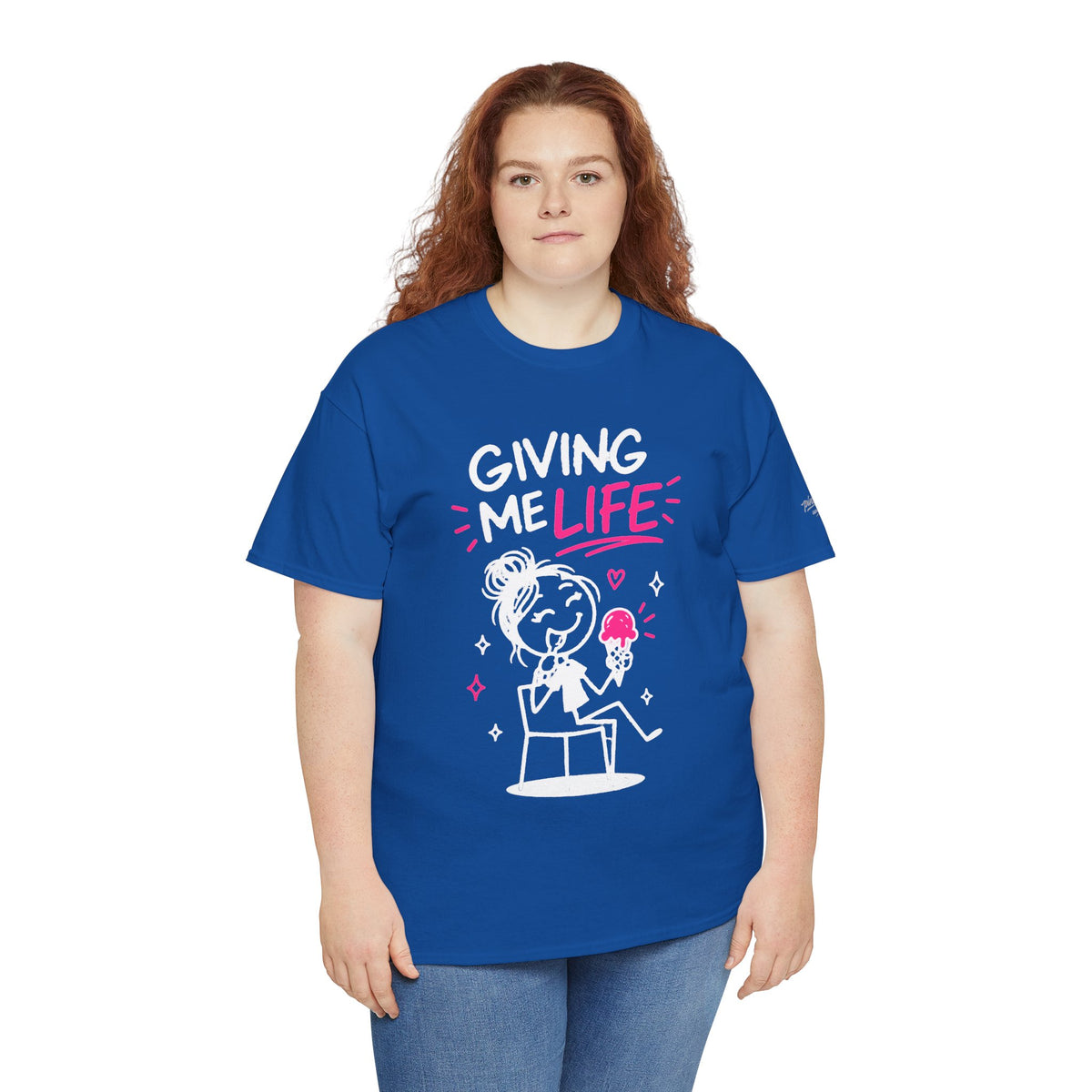 Cute "Giving Me Life" Graphic Sketch Cotton T‑Shirt