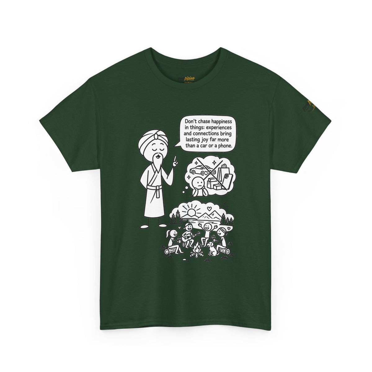 Mindful Graphic Tee – "Don't Chase Happiness in things" Illustration Shirt