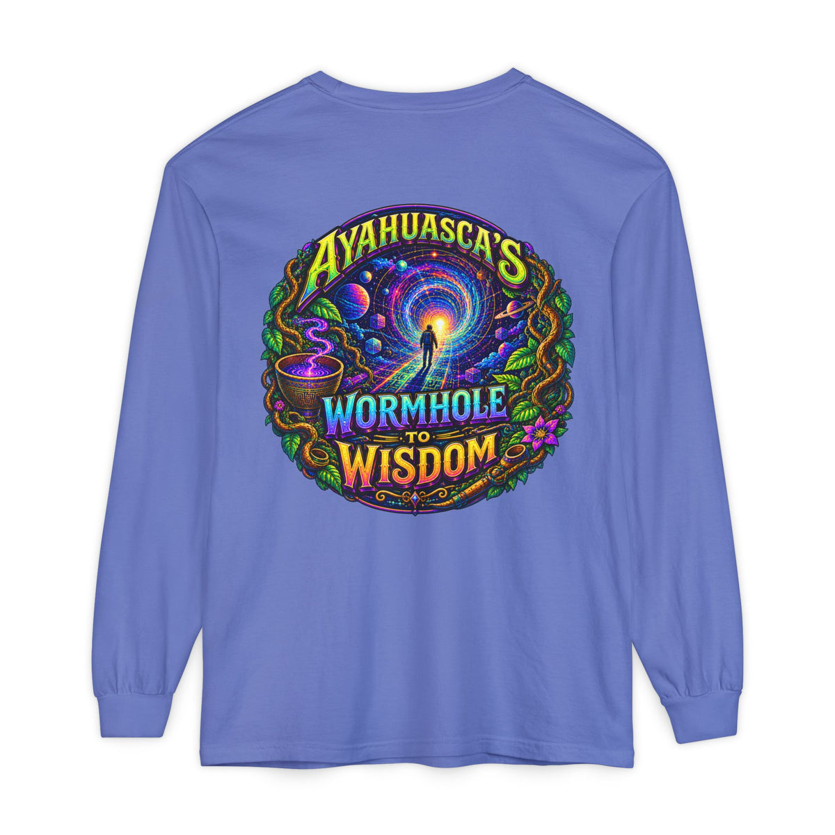 "Ayahuasca’s Wormhole to Wisdom" Psychedelic Long Sleeve Tee