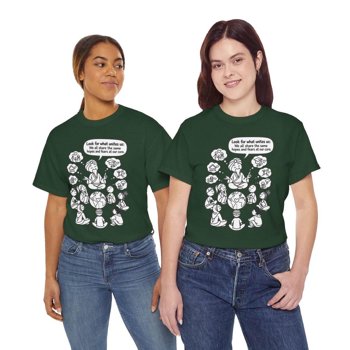 "Look for what unites us" Community Peace Crewneck Tee