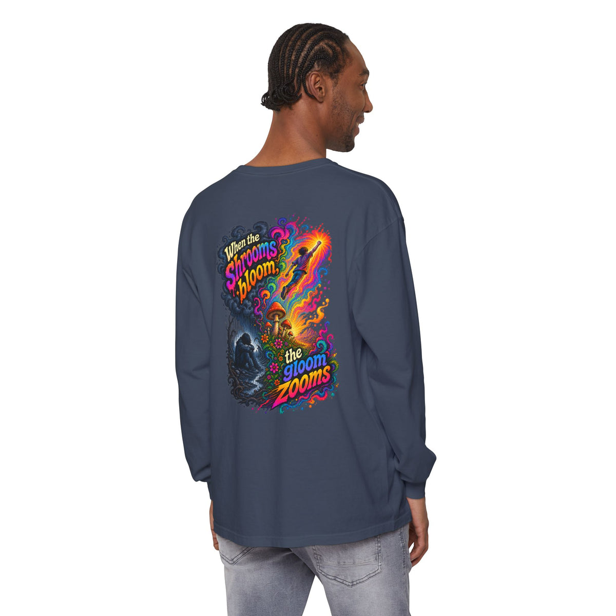 "When the Shrooms Bloom, The Goom Zooms" Psychedelic Design Long Sleeve T-Shirt
