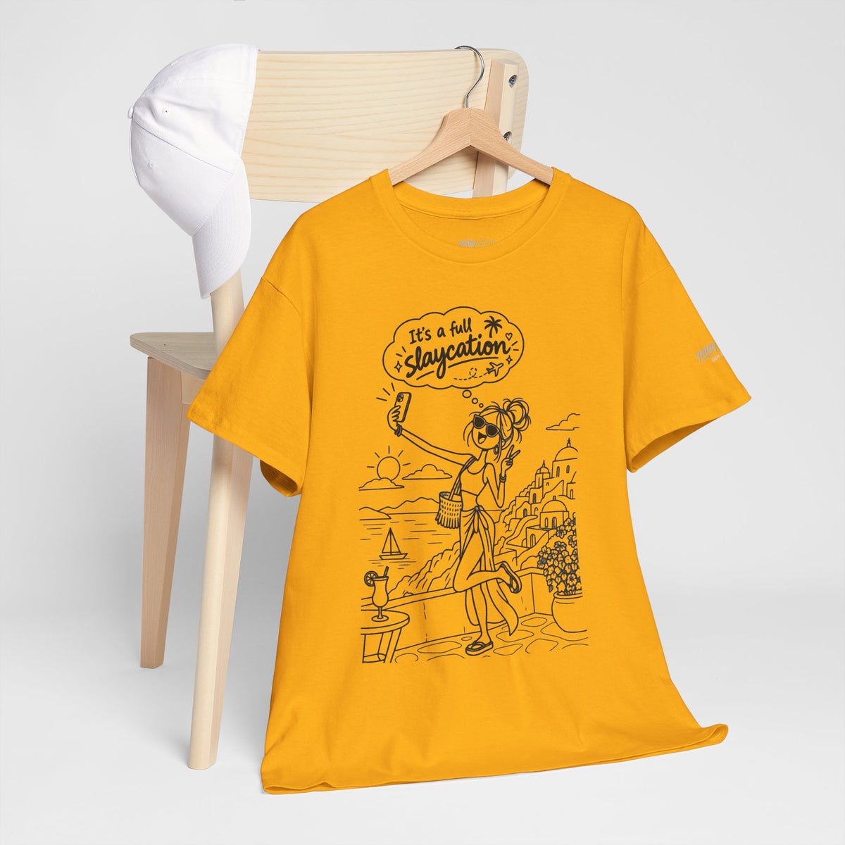 T-Shirt — "It's a Slaycation" Retro Beach Girl Graphic Tee