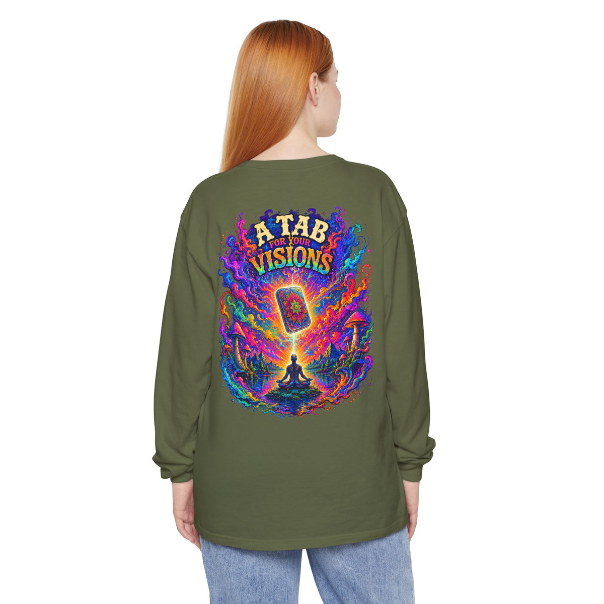 "A Tab for Your Visions" Long Sleeve Psychedelic T‑Shirt