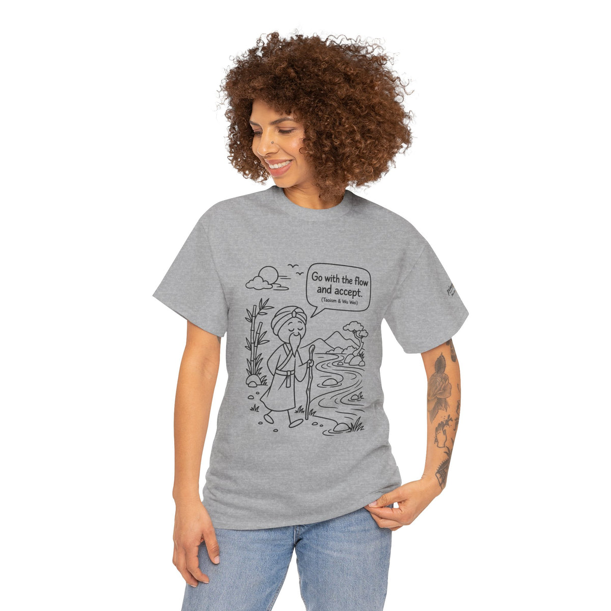 "Go With the Flow" Meditation Tee — Calm Journey Graphic T-Shirt
