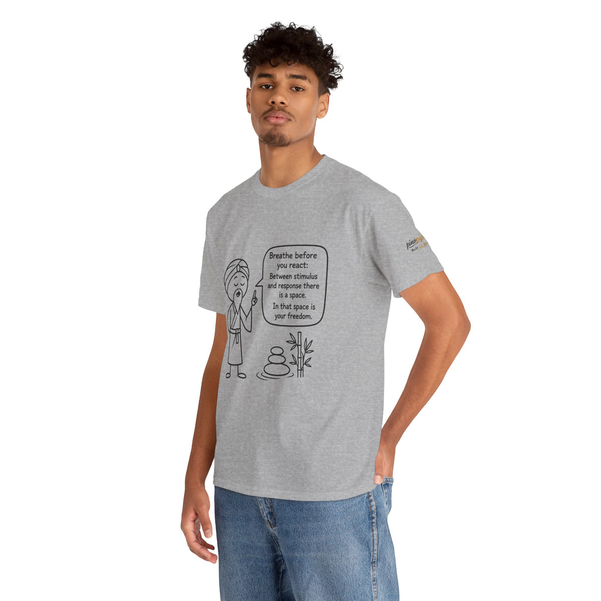 Mindful Guru T‑Shirt — "Breathe before you react" Meditation Tee