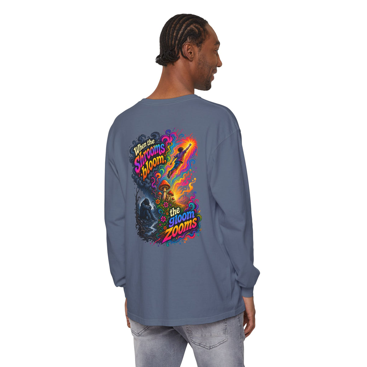 "When the Shrooms Bloom, The Goom Zooms" Psychedelic Design Long Sleeve T-Shirt
