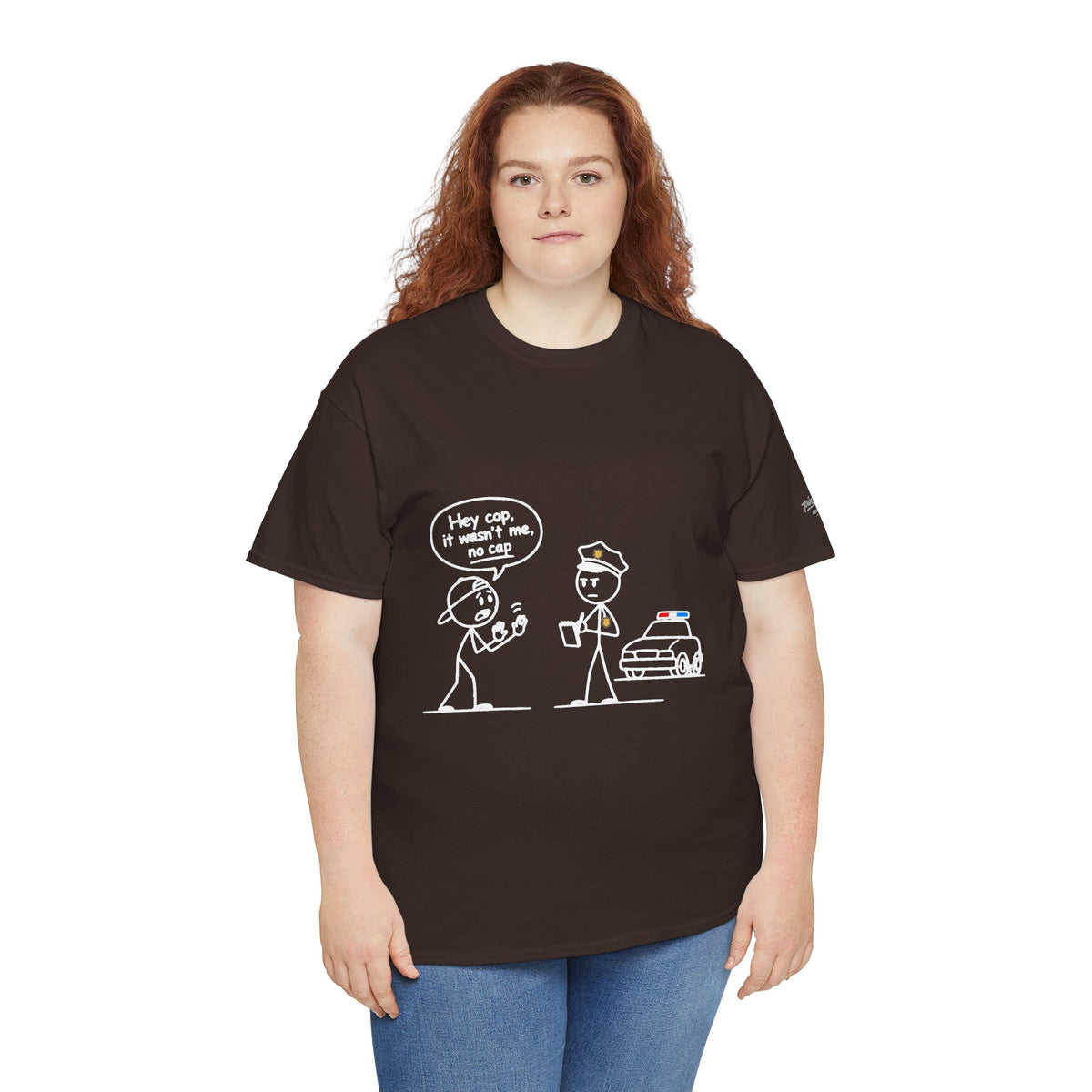 Cartoon Minimalist "No Cap" Gen Z Slang Tee