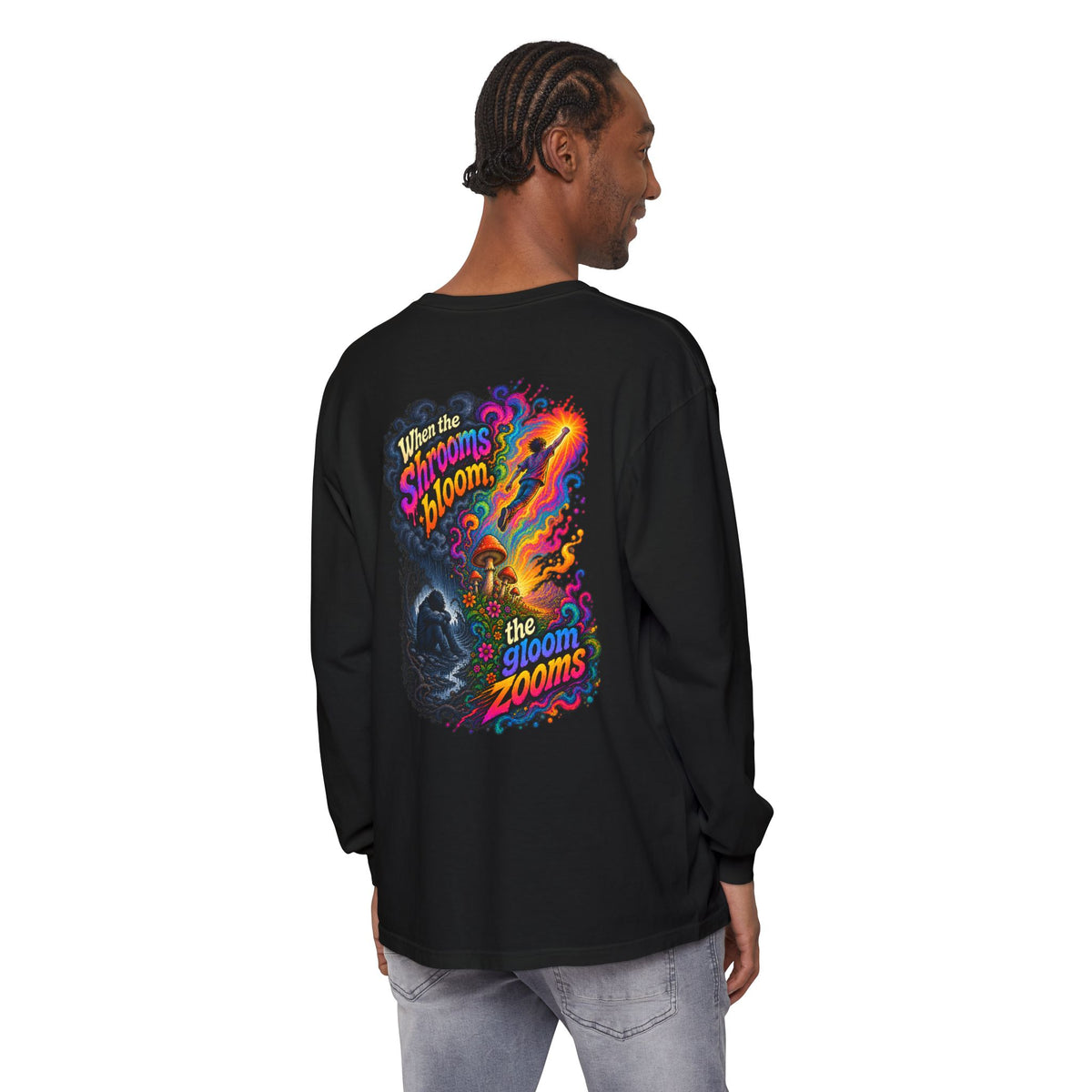 "When the Shrooms Bloom, The Goom Zooms" Psychedelic Design Long Sleeve T-Shirt