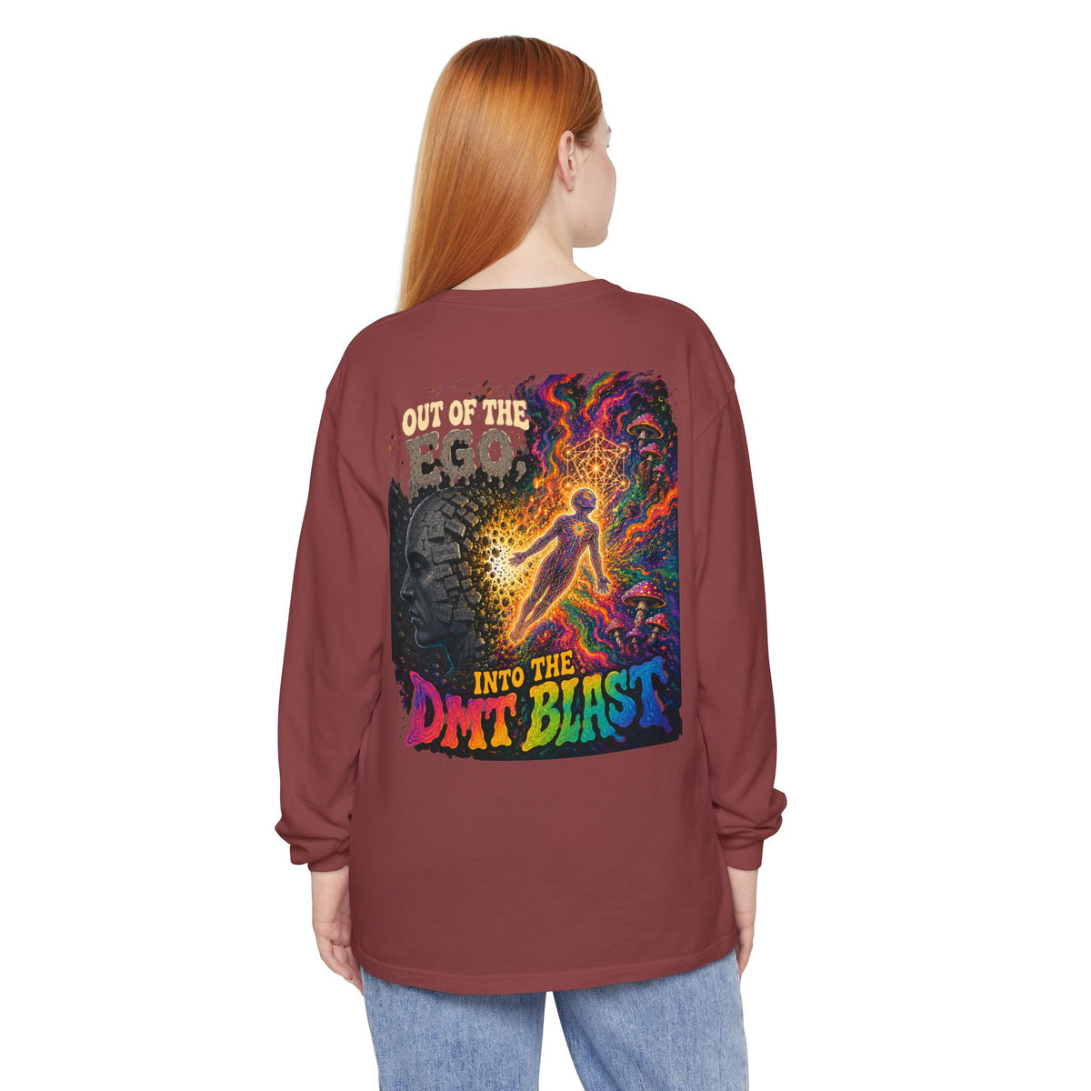"Out of the Ego" Long Sleeve T-Shirt — Psychedelic DMT Blast Graphic