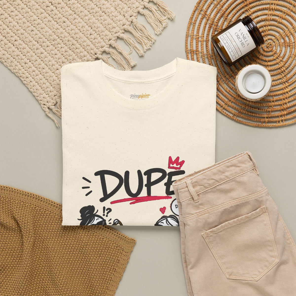"Dupe" Shopping Cartoon Tee — Funny Gen Z Slang