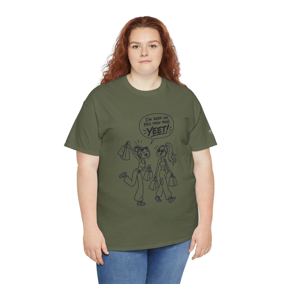 Graphic Tee — "I’m keen on this new mall. YEET" Shopping Cartoon Shirt