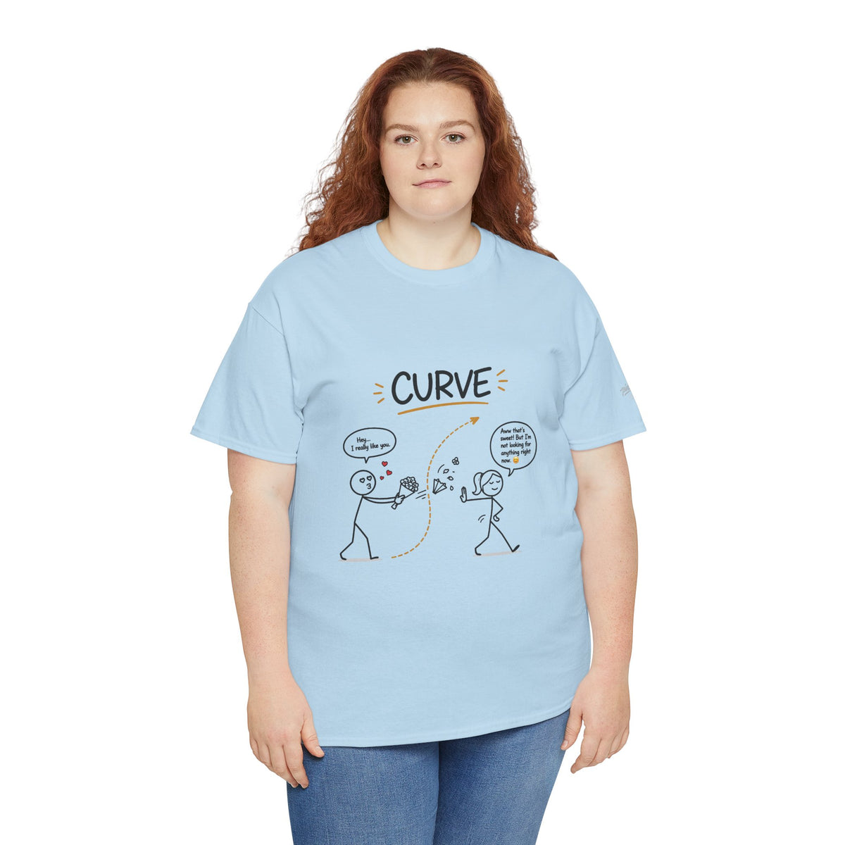 "Curve" Graphic Tee — Funny Gen Z Slang Stick Figure T-Shirt