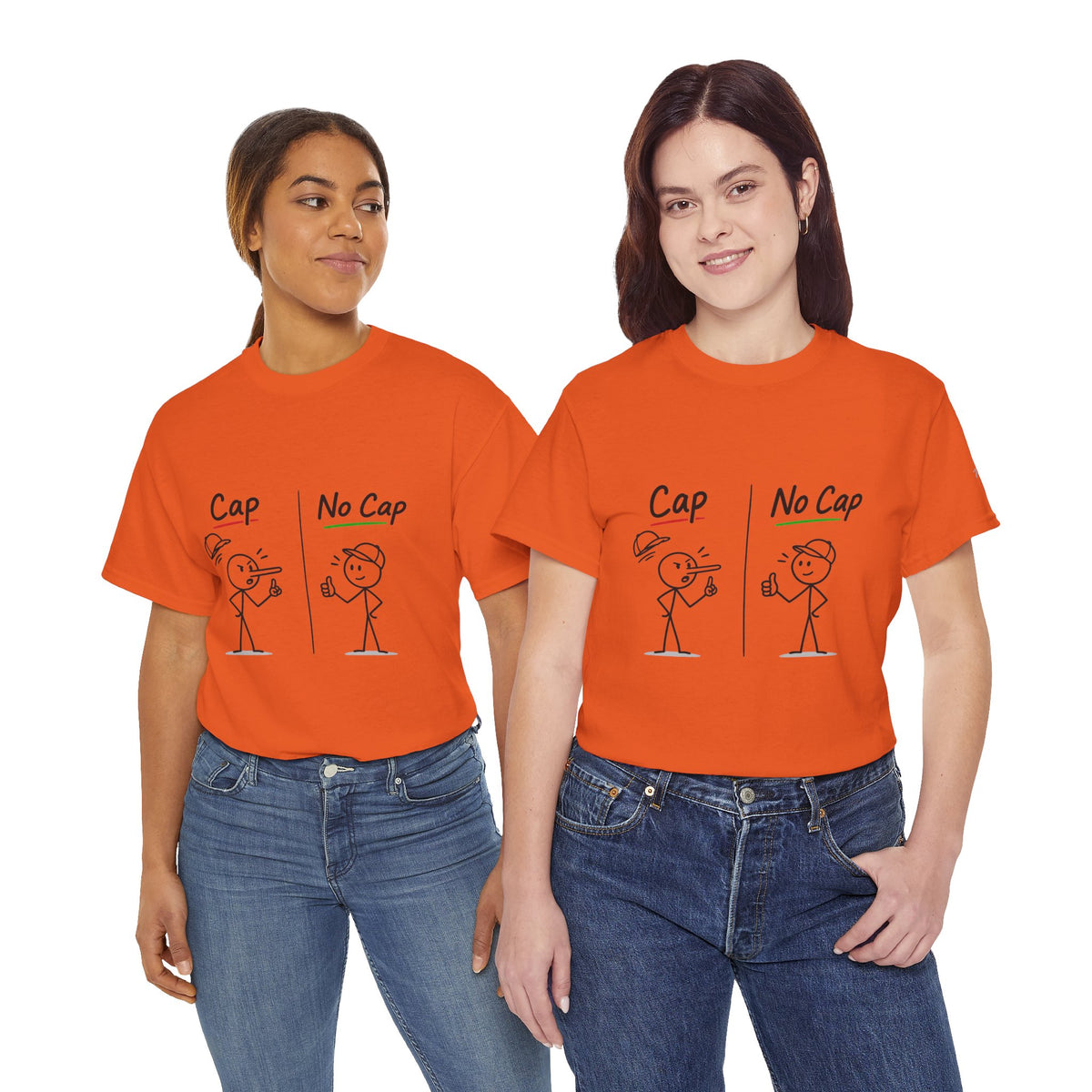 "Cap vs No Cap" T-Shirt – Funny Stick Figure Meme Tee