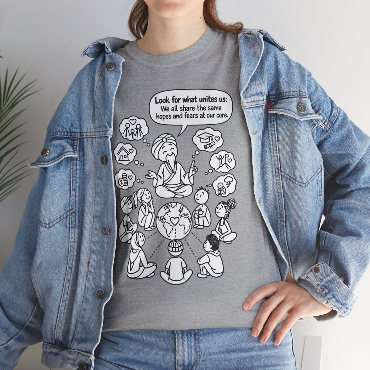 "Look for what unites us" Community Peace Crewneck Tee