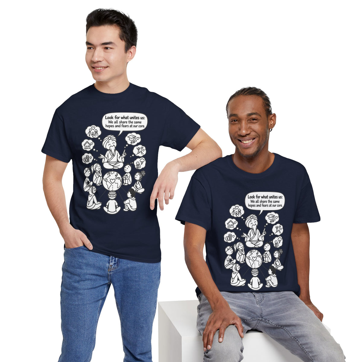 "Look for what unites us" Community Peace Crewneck Tee