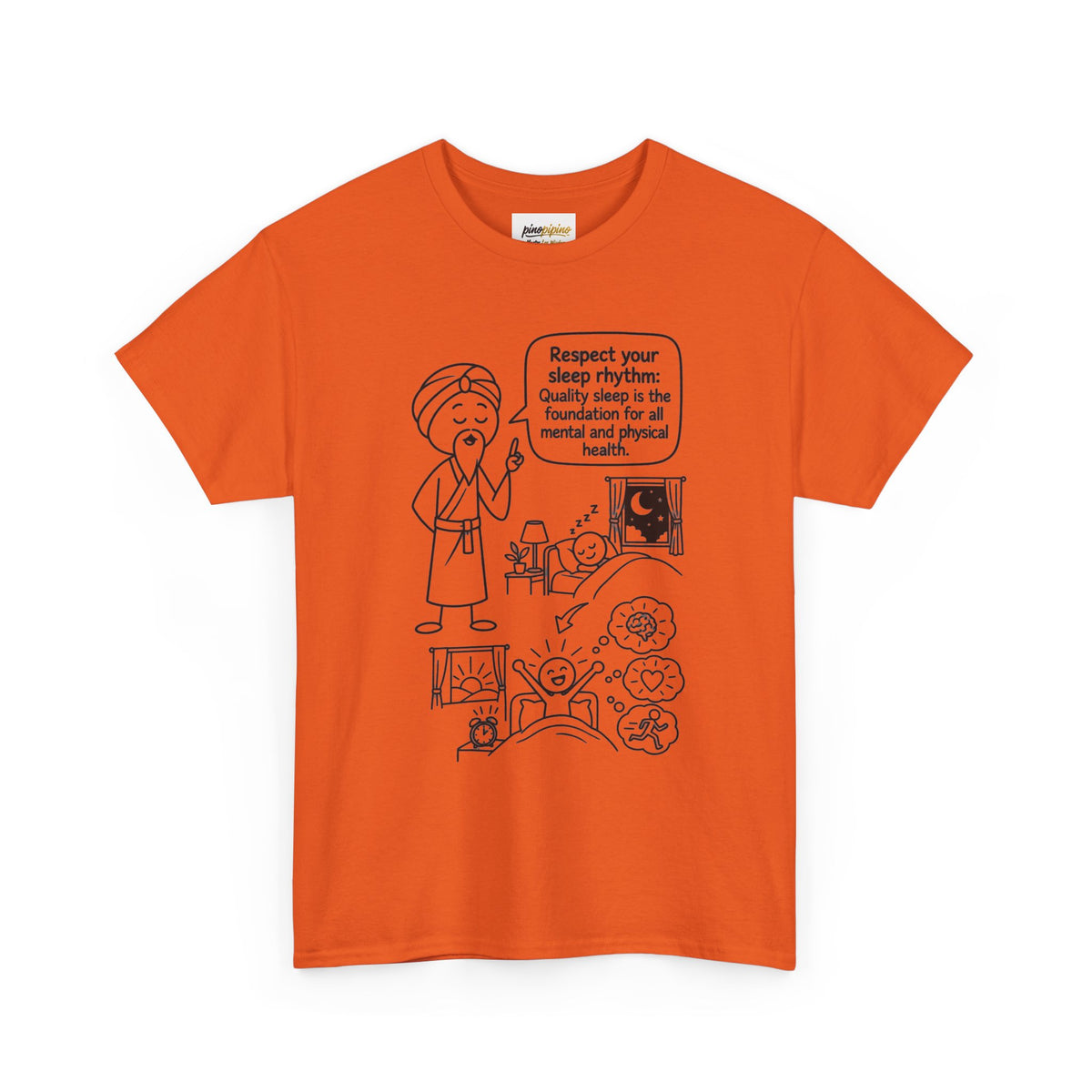 Yoga Philosophy Graphic Tee — "Respect Your Sleep Rhythm" Mindful Illustration T-Shirt