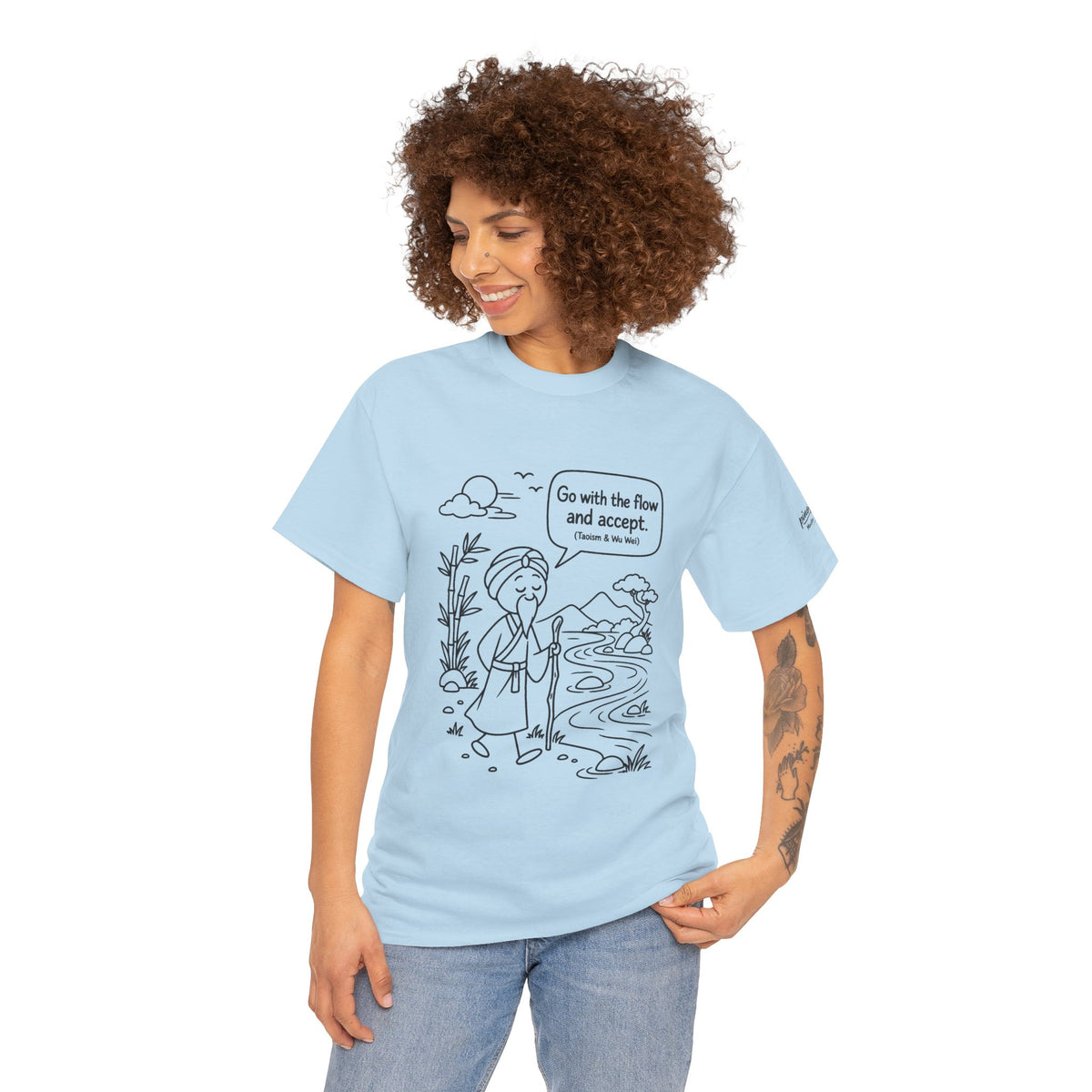 "Go With the Flow" Meditation Tee — Calm Journey Graphic T-Shirt