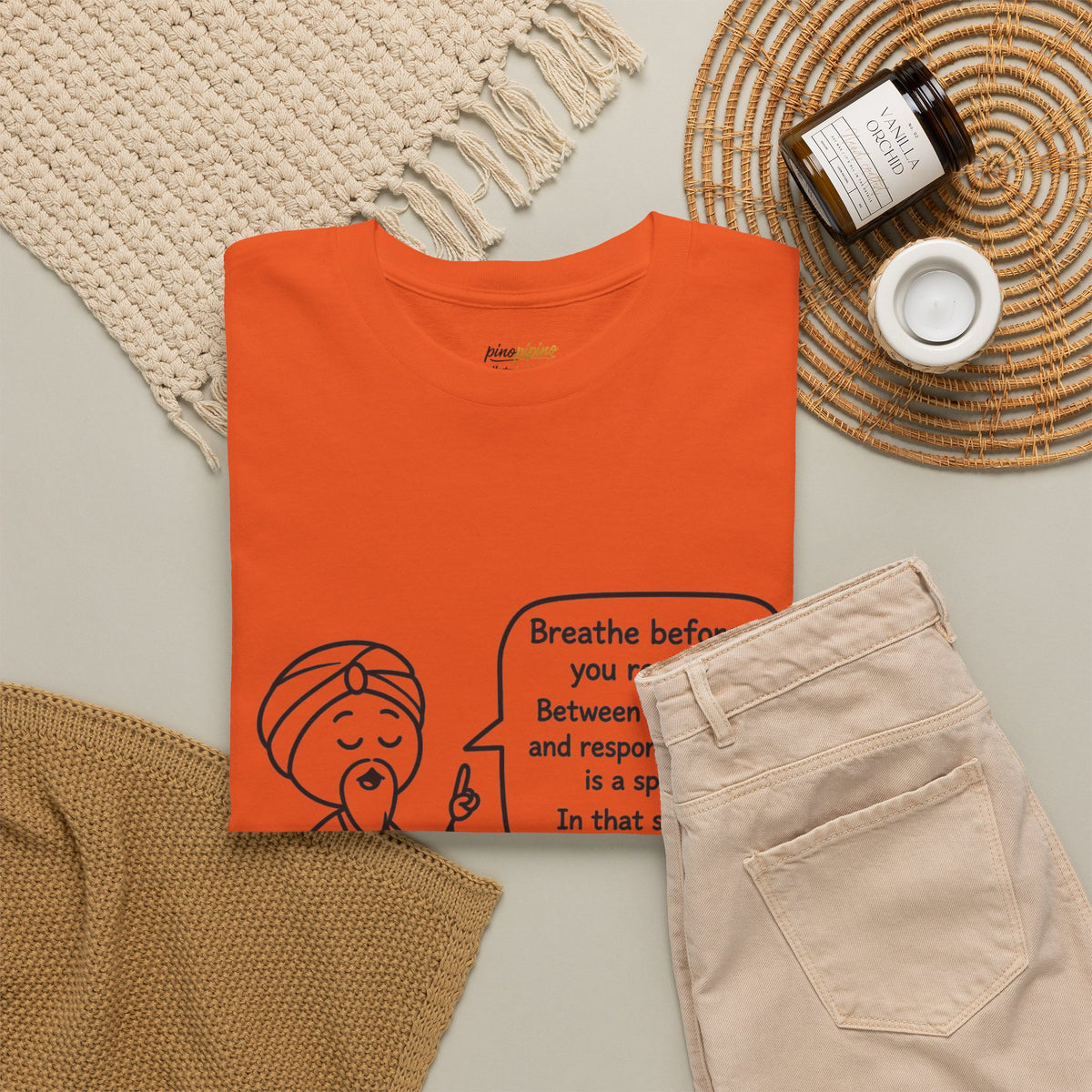 Mindful Guru T‑Shirt — "Breathe before you react" Meditation Tee