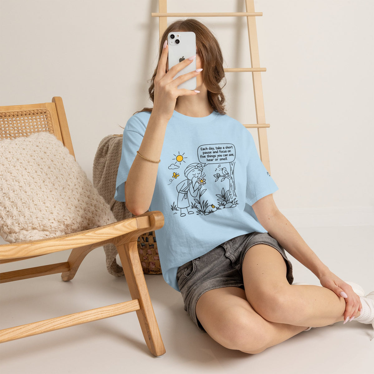 "Focus on five things you can see, hear or smell" - Master Lee's Wisdom, Unisex Heavy Cotton Tee