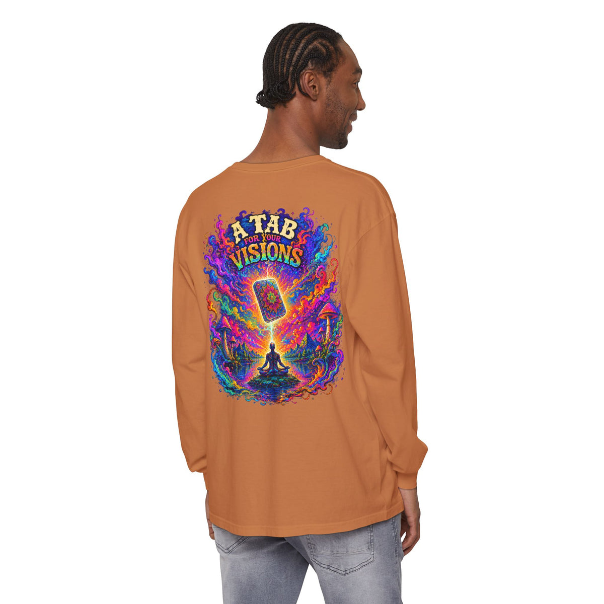 "A Tab for Your Visions" Long Sleeve Psychedelic T‑Shirt
