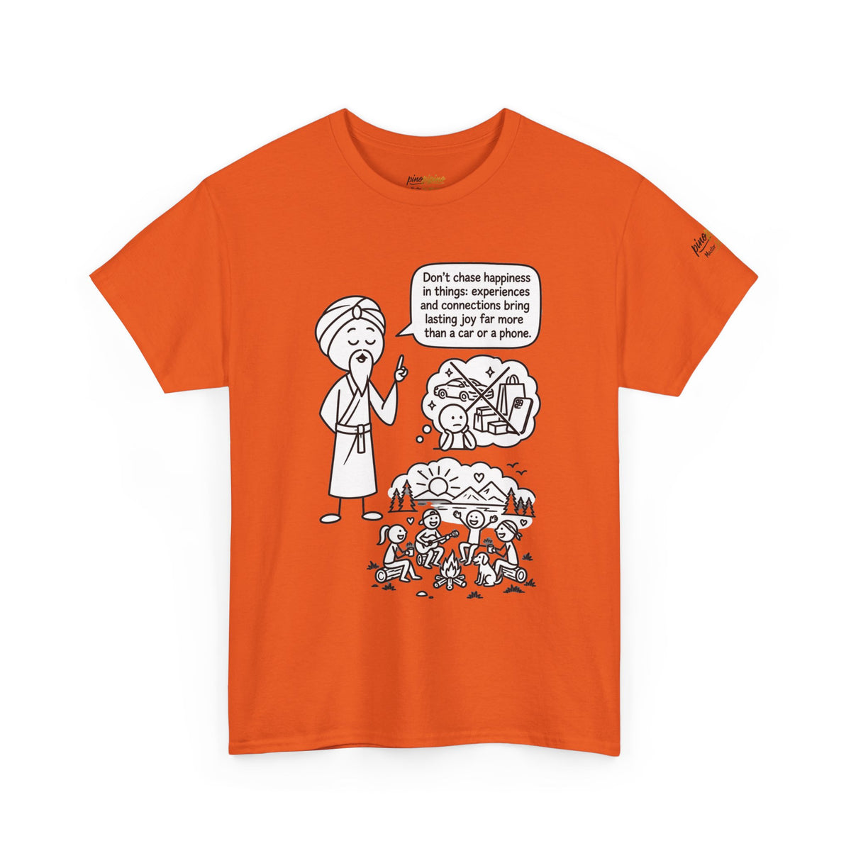 Mindful Graphic Tee – "Don't Chase Happiness in things" Illustration Shirt