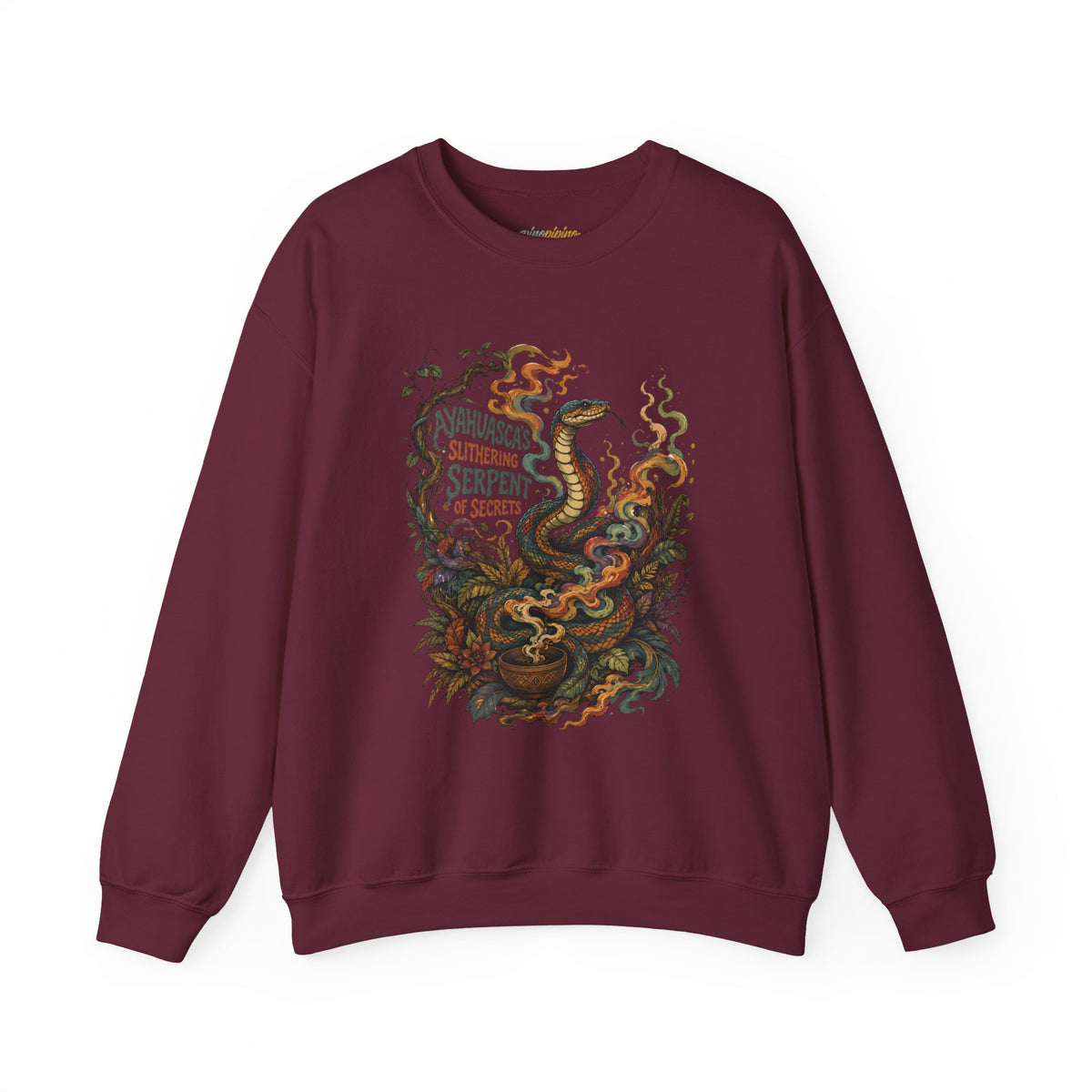 "Ayahuasca Slithering Serpent of Secrets" – Psychedelic Shamanic Snake Design Crewneck Sweatshirt