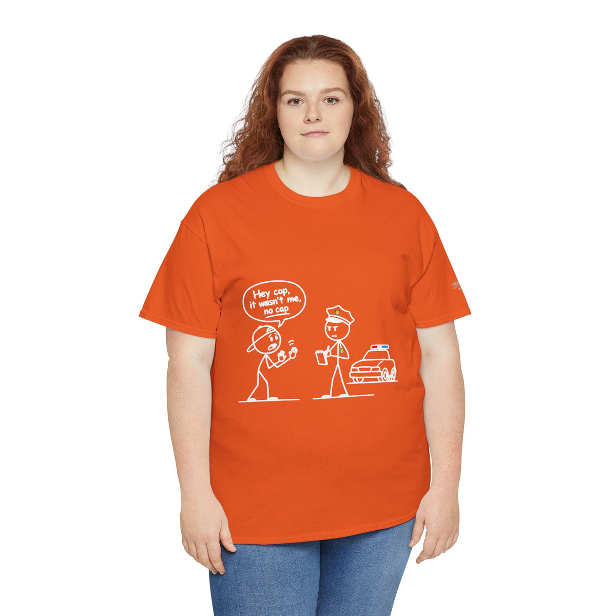 Cartoon Minimalist "No Cap" Gen Z Slang Tee