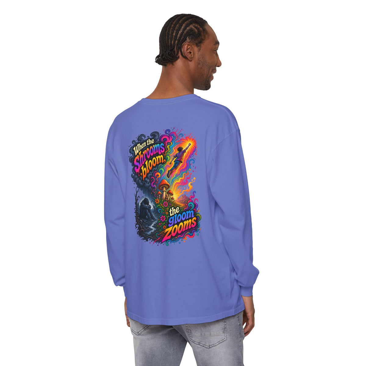 "When the Shrooms Bloom, The Goom Zooms" Psychedelic Design Long Sleeve T-Shirt