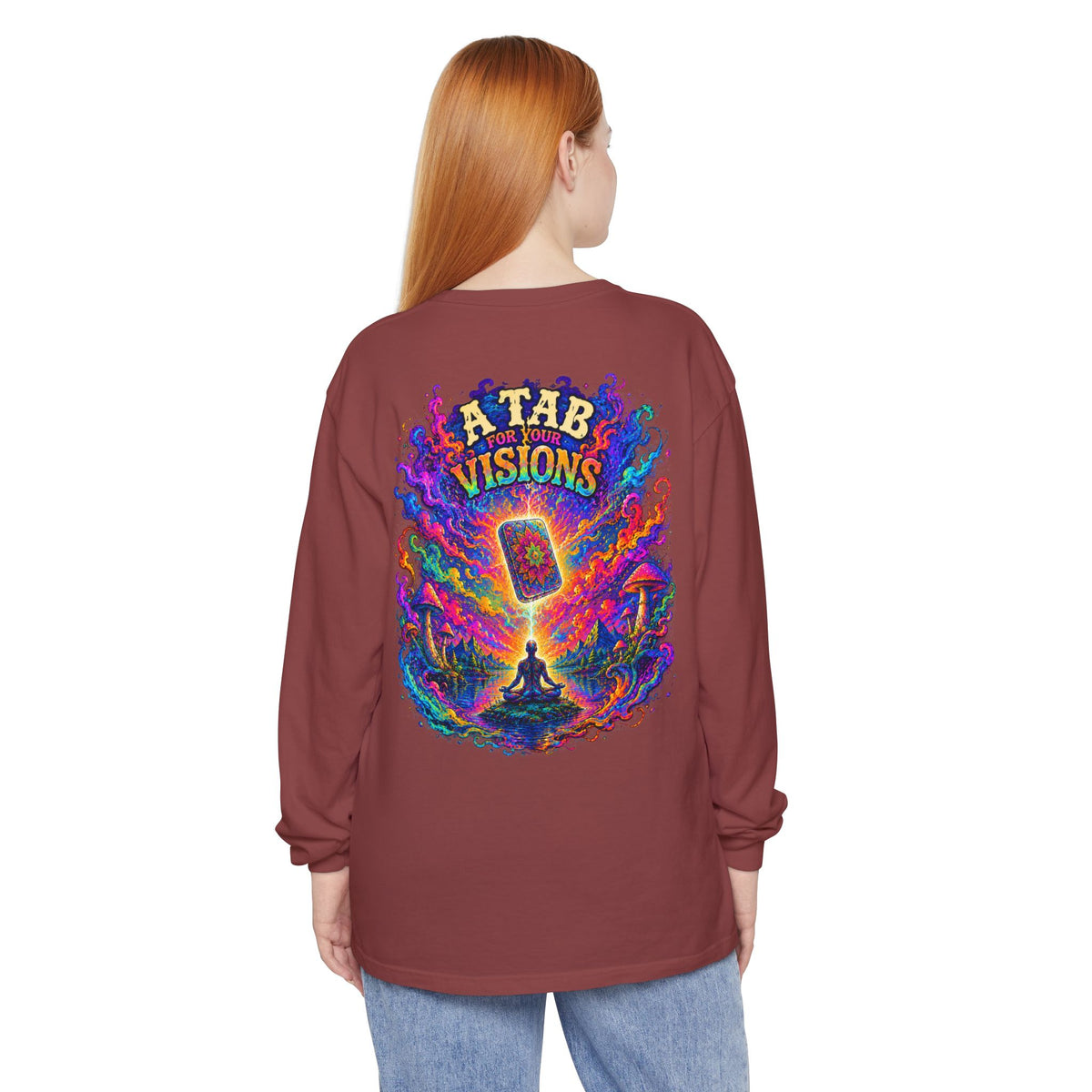 "A Tab for Your Visions" Long Sleeve Psychedelic T‑Shirt