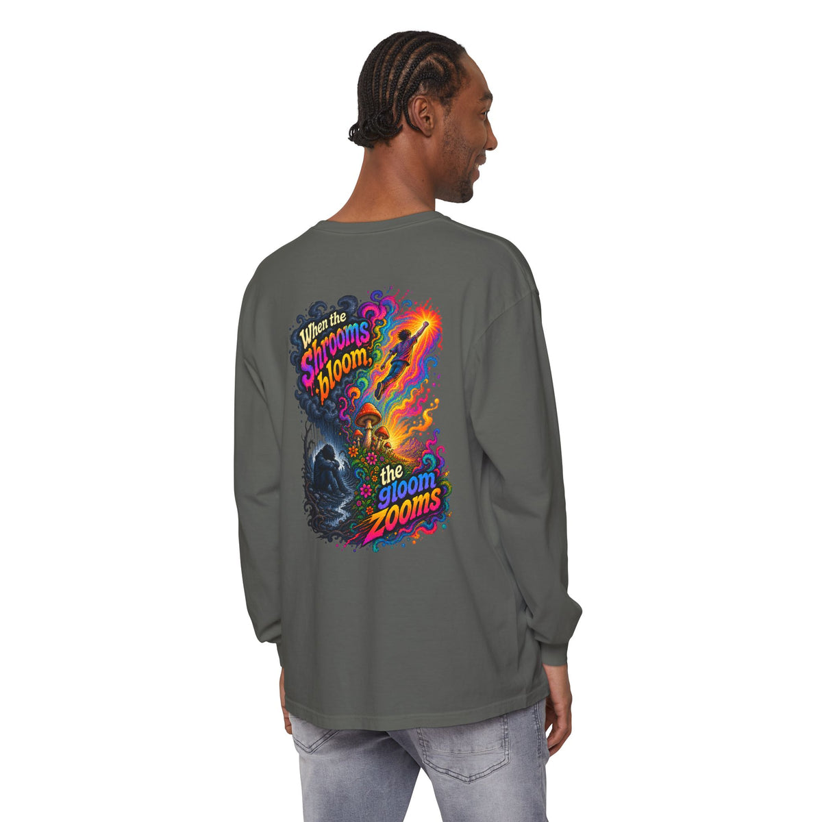 "When the Shrooms Bloom, The Goom Zooms" Psychedelic Design Long Sleeve T-Shirt